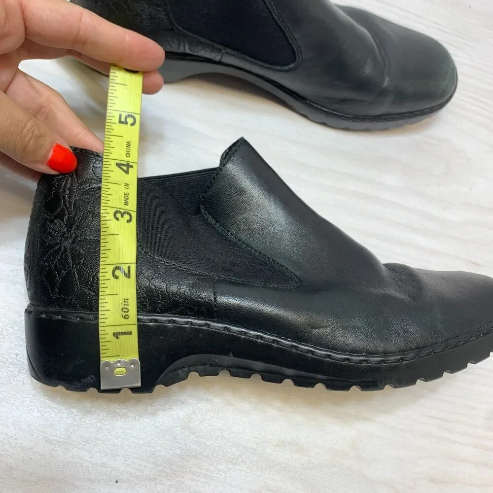 Rieker Chelsea Ankle Boots Womens Size 7 Black Leather Comfort Round Toe Slip On